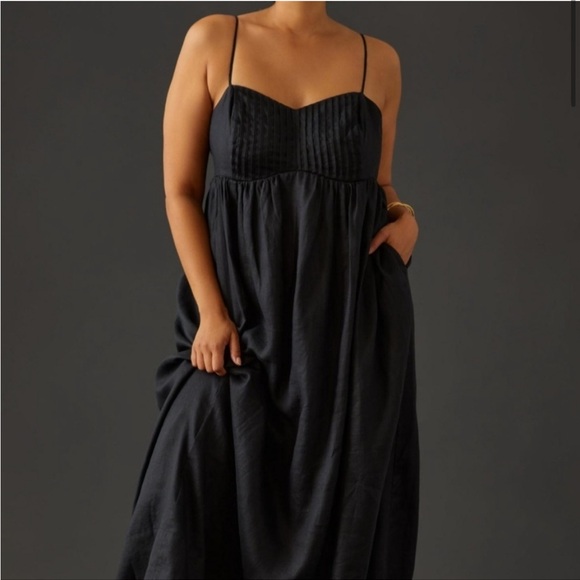 Anthropologie Maeve Linen Double Tie Back Maxi Dress Size 1X - Picture 2 of 10